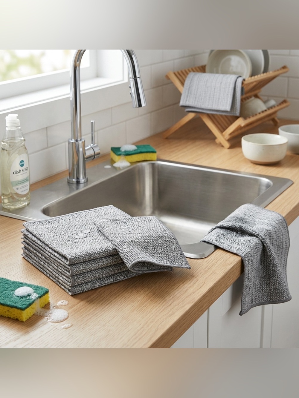 6 Pack Double Layer Wire Dishwashing Cloths Reusable Kitchen Scrub Pads